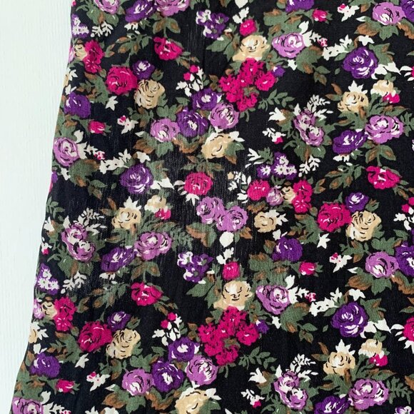 Vintage Floral Midi Dress - Black and Pink - Picture 12 of 15